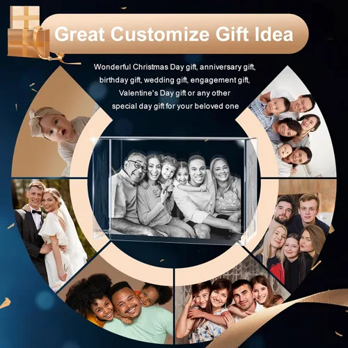 Miniatura 6 de Foto de cristal 3D, regalos personalizados, marco de fotos 3D personalizado, rectangular, regalos para parejas, regalos familiares, regalos