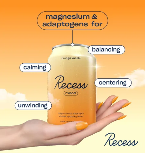 Miniatura 4 de Recess Mood - Bebida calmante con suplemento de magnesio, 12 onzas (Vainilla Naranja, paquete de 12)
