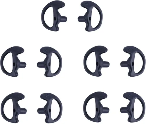 Miniatura 11 de Molde de oreja de radio de dos vías de repuesto de silicona suave para audífonos de tubo de bobina acústica (color negro, 5 pares pequeños)