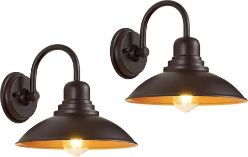 Miniatura 11 de Luz de Granero de Cuello de Ganso de Bronce Rústica Estilo Granja, Iluminación de Tocador de Cabaña Interior con Casquillo Base E26, Aplique