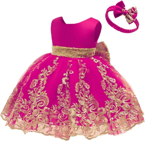 Miniatura 34 de CMMCHAAH - Vestidos de encaje para concursos de niñas bebés de 0-6 años, vestido formal para fiestas con diadema