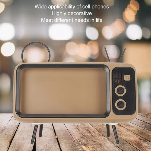 Miniatura 5 de ZJchao Soporte de teléfono retro para TV, estilo TV, soporte de teléfono retro para arañazos, decorativo, soporte para teléfono móvil de escritorio