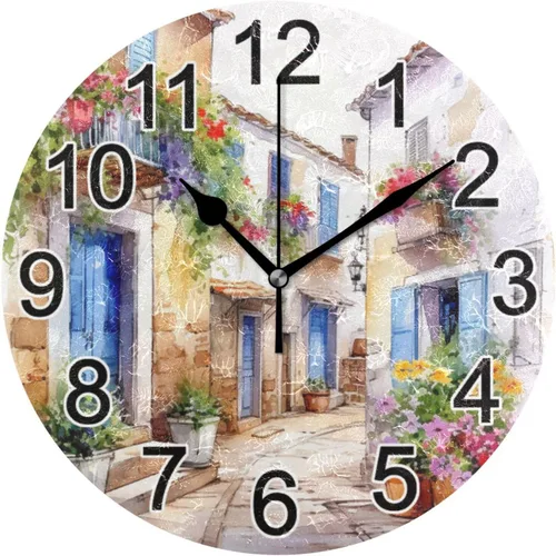 Miniatura 62 de Hummingbird - Reloj de pared de resorte redondo de 10 pulgadas, sin tictac, silencioso, funciona con pilas, reloj analógico atómico de cuarzo