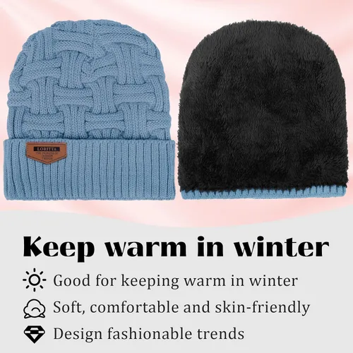 Miniatura 114 de Loritta Gorro de invierno cálido de punto grueso y holgado para hombre