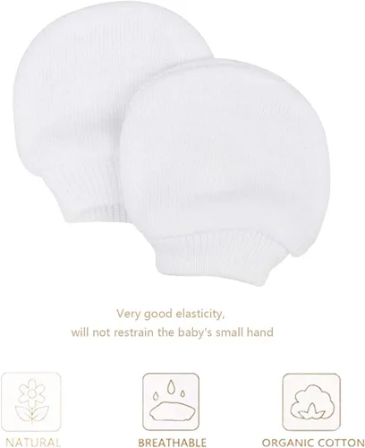 Miniatura 7 de DRESHOW BQUBO Newborn Hospital Hat and Mittens Infant Baby Beanie Soft Cotton Cute Knot Nursery Cap for 0-3 Months Girls Boys