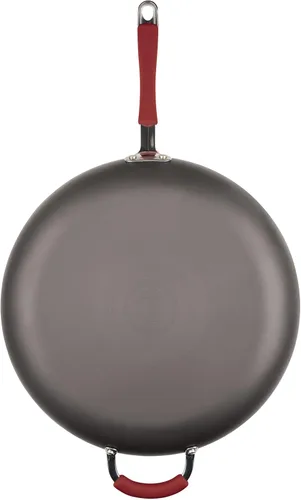 Miniatura 11 de Rachael Ray Cucina - Sartén antiadherente con mango auxiliar y proceso de anodizado duro., rojo, gris (Gray with Red Handles)