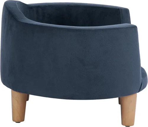 Miniatura 6 de HomePop Cama tapizada curvada para mascotas - Cama redonda de lujo para gatos y perros, muebles de terciopelo azul para mascotas