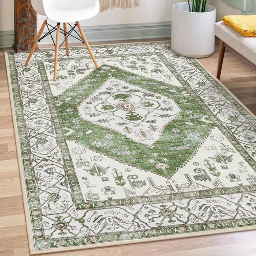 Miniatura 49 de Lahome - Tapete con diseño bohemio, pequeño, antideslizante, lavable, ultradelgado, con estampado oriental desgastado, para entrada, cocina