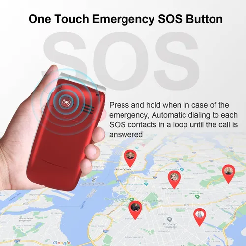 Miniatura 5 de Easyfone Prime-A1 Pro - Teléfono celular 4G Flip desbloqueado para personas mayores, fácil de usar, botones grandes, sonido claro, botón SOS y Rojo