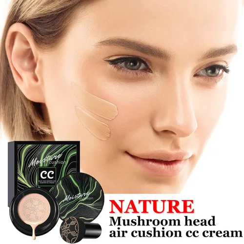Miniatura 2 de CAHIUYOA Cojín de aire de cabeza de hongos CC Cream BB Cream Base de cabeza de hongo cobertura completa, maquillaje de larga duración hidratar mate