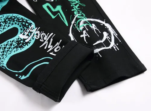 Miniatura 157 de Baylvn - Pantalones de mezclilla entallados y estampados para hombre con corte recto