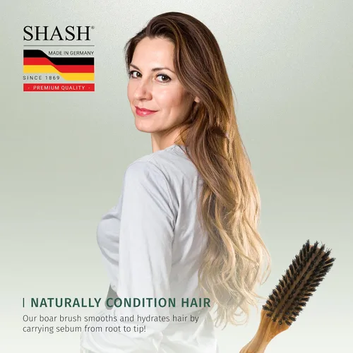 Miniatura 8 de SHASH Cepillo de pelo 100% de cerdas de jabalí de primer corte, adecuado para cabello fino a normal, acondiciona naturalmente el cabello, mejora