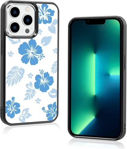 Miniatura 113 de Funda para iPhone 8 Plus y iPhone 7 Plus, linda funda Kawaii azul hibisco hawaiano floral estética floral para niñas preppy mujeres