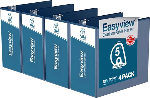 Miniatura 40 de Easyview - Carpetas prémium de 3 anillas con cubiertas transparentes y anillos en D, carpetas para escuela u oficina, 5 pulgadas, paquete de 4