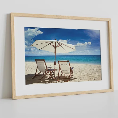 Miniatura 143 de Arte enmarcado de vacaciones con nombres de pareja en sillas de cubierta, regalo de amor perfecto para aniversario, boda. Con diferentes estilos