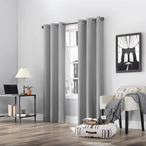 Miniatura 7 de Sun Zero Cyrus - Par de paneles de cortinas térmicas 100 % opacas con ojales, 40 x 84 pulgadas Gris plateado