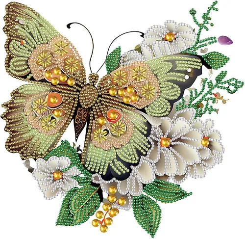 Stalente Kits de pintura de diamantes para adultos, mariposa, kits de arte de diamantes de forma especial 5D para principiantes, pintura de
