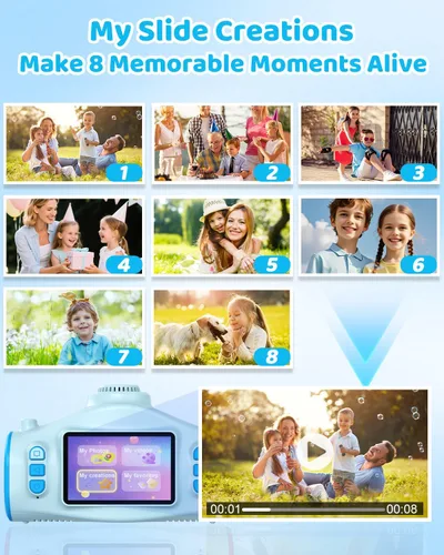 Miniatura 9 de Cámara para niños con proyector, videocámara de video digital 1080P, cámara fotográfica de 48 MP, cámara portátil para niños pequeños, regalo de Azul