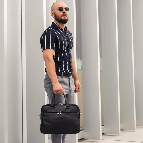 Miniatura 3 de Time Resistance Maletín de cuero - Bolso italiano hecho a mano de cuero para portátil - Maletín para hombre y mujer - Bolsa para computadora
