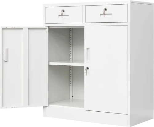Miniatura 14 de Wanfu Gabinete de almacenamiento de metal, 36 pulgadas de alto x 28 pulgadas de ancho x 16 pulgadas de profundidad con 1 cajón y estante ajustable