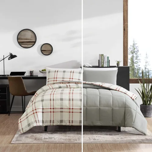 Miniatura 7 de Eddie Bauer - Juego de funda de edredón tamaño Queen, ropa de cama reversible de algodón con fundas a juego, elegante decoración del hogar