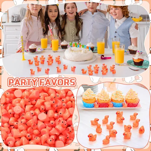 Miniatura 5 de Barydat 600 piezas de mini patos de resina naranja a granel, decoración de patos pequeños para esconderse y buscar, bromas, cruceros, accesorios