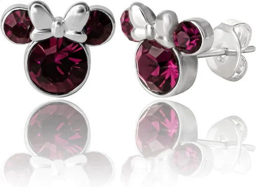 Disney Womens Minnie Mouse Birthstone Stud Earrings - Minnie Mouse Earrings - Birthstone Jewelry - Disney Jewelry