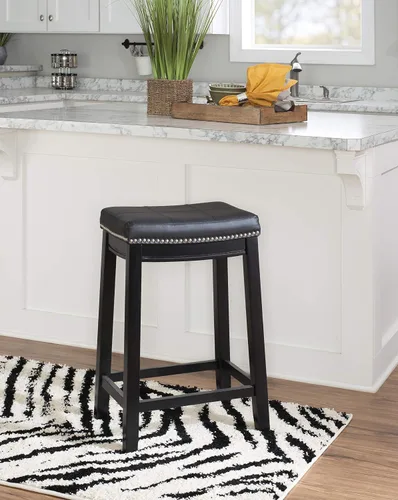 Miniatura 11 de Linon Claridge Taburete de mostrador, negro, 26 x 18 x 12.75 pulgadas