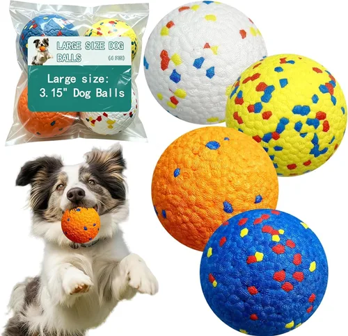 4 pelotas de perro de gran tamaño, pelota de tenis de 3.15 pulgadas para masticadores agresivos, bolas de juguete duraderas para perros, juguetes