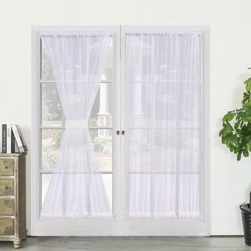 Miniatura 19 de Demetex Cortinas francesas para puerta delantera, juego de 2 paneles de cortina semitraslúcidos de lino para puerta delantera, pequeños