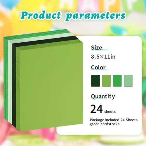Miniatura 2 de Paquete de 24 cartulina verde de 8.5 x 11 pulgadas, papel de construcción verde, papel grueso para suministros de manualidades (mezcla verde)