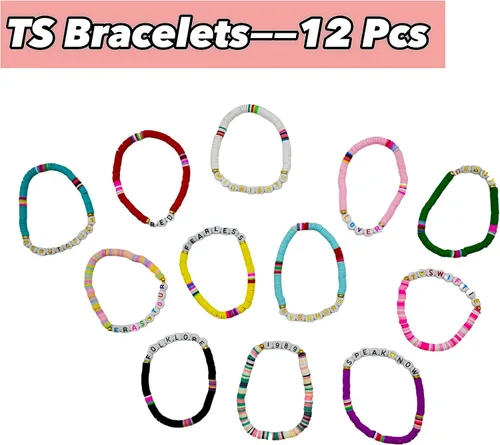 Miniatura 2 de Juego de 12 pulseras de la amistad inspiradas en Taylor Singer para Eras Tour Anti Hero 1989 Reputation Music Women Lover Gifts Jewelry for Swiftie