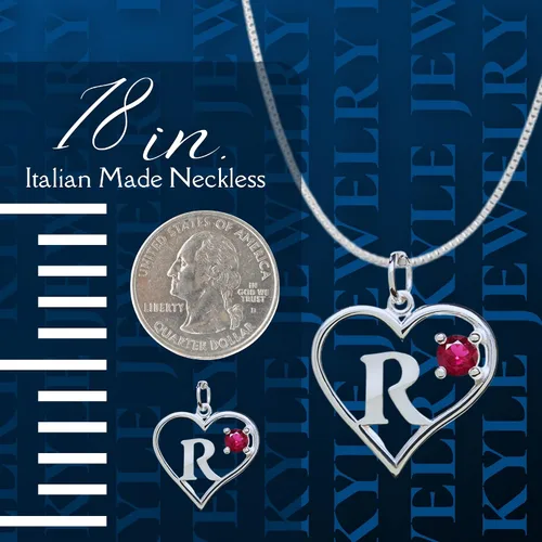 Miniatura 3 de Colgante de plata de ley Corazón y Letra R