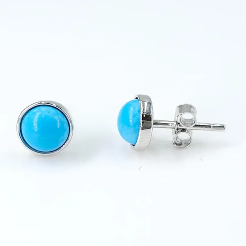 Miniatura 85 de Pendientes naturales de 0.236 in con chapado en oro blanco sobre plata de ley, bisel cabujón de piedras preciosas regalo de joyería para ella