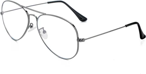 Miniatura 7 de JOVAKIT Lentes de aviador transparentes para mujeres y hombres, lentes sin receta, lentes de bloqueo de luz azul, marco de metal