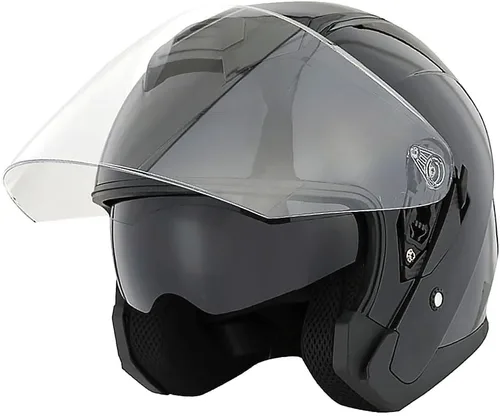 Miniatura 6 de 1Storm Casco de motocicleta abierto para scooter, clásico Knight Bike, lente dual/visera de sol: HJK526