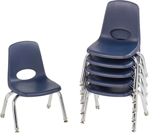Miniatura 37 de FDP 16" Silla apilable escolar, silla de estudiante apilable con patas de acero cromado y ruedas; para aprendizaje en casa o en el aula - Gris claro