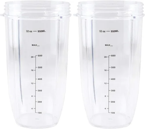 Paquete de 2 piezas de repuesto de vaso colosal de 32 onzas de altura compatibles con licuadoras Nutri Bullet 600W 900W NB-101B NB-101S NB-201