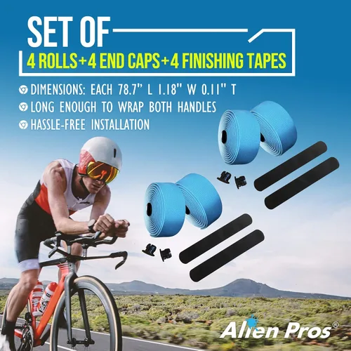 Miniatura 3 de ALIEN PROS Cinta para manillar de bicicleta de poliuretano (juego de 2) negro, rojo, blanco, rosa, azul, mejora el agarre de tu bicicleta con estas