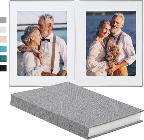 Álbum de fotos Pssoss 8x10 con espacio para escribir, cubierta de lino, álbum de fotos 8x10, libro de fotos que contiene 30 fotos, ideal para tema