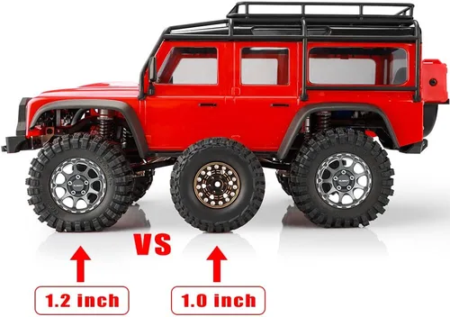 Miniatura 2 de GLOBACT Neumáticos de aluminio de 9 radios de 1.2 pulgadas, neumáticos de goma suave y pegajosa de 2.441 x 0.945 in para 1/18 TRX4M 1/24 Axial SCX24