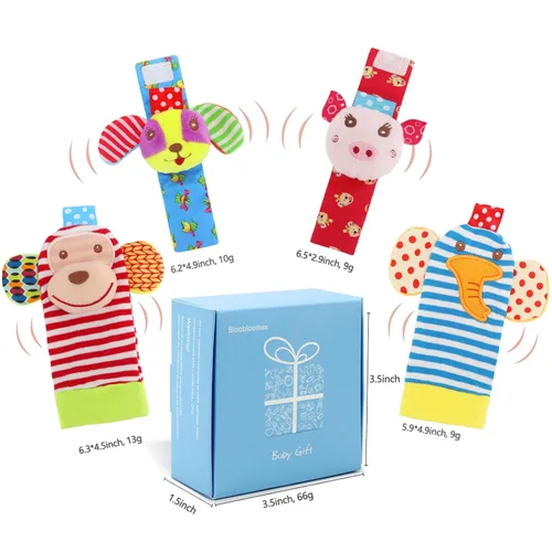 Miniatura 7 de Sonajero suave para bebé, calcetines buscadores de pies, muñequeras, sonajeros, tobilleras, piernas, brazos, pulsera de actividad, regalo para bebés
