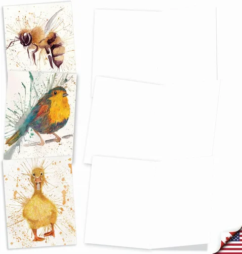 Miniatura 2 de The Best Card Company - Juego surtido de tarjetas de felicitación en blanco con acuarela de animales para todas las ocasiones - Incluye 10 diseños