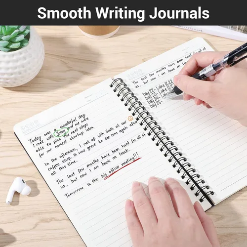 Miniatura 6 de EUSOAR - Cuaderno con espiral A5, paquete de 12 de 5.5" x 8.3" con 120 páginas, cuaderno de viaje, cuaderno de escritura, cuaderno de notas, Negro