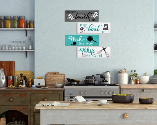 Miniatura 5 de 4 letreros de madera para colgar en la pared de la casa de campo, con reglas de cocina, decoración rústica de pared para casa de campo