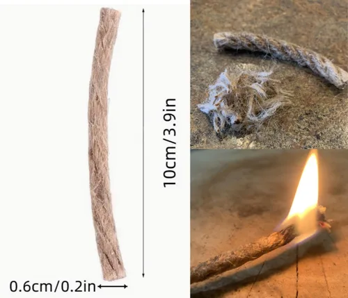 Miniatura 6 de Kit de inicio de fuego de magnesio – 6 bolsas de virutas de magnesio + varilla de ferro de 3.15 pulgadas, 20 cables de yesca encerados de 4