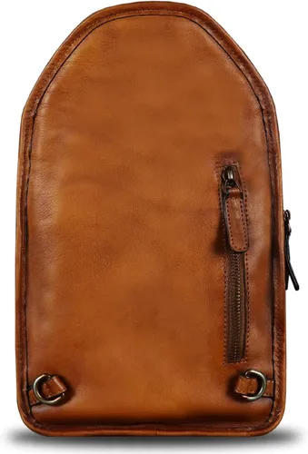 Miniatura 3 de Bolso bandolera de cuero genuino para hombres y mujeres, estilo vintage, de cuero real, a la moda, mochila bandolera para el hombro, bolso cruzado
