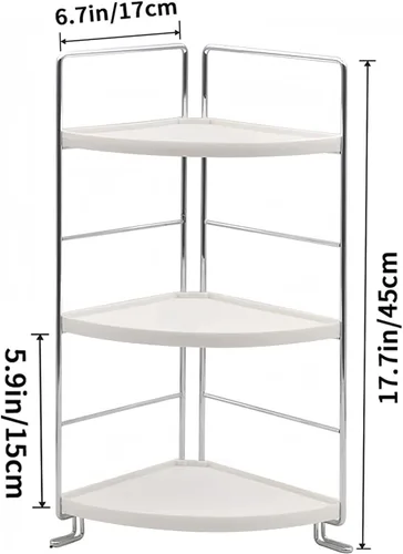 Miniatura 3 de Organizador de esquina de baño de 3 niveles, estante de almacenamiento de maquillaje para el cuidado de la piel, organizador de encimera de Negro