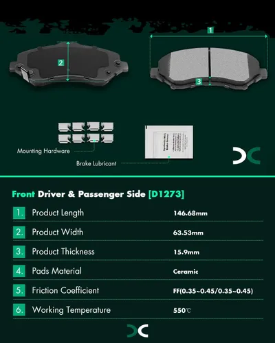 Miniatura 7 de SCITOO Kit de freno delantero Rotores de freno delantero y pastillas de freno de cerámica para 08-16 para Chrysler Town & Country, 08-16 para Dodge