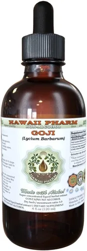 Hawaii Pharm Extracto líquido sin alcohol de Goji, Goji orgánico (Lycium Barbarum), suplemento herbario natural de glicerita de bayas secas, 2 onzas